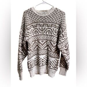 Vintage Boathouse Sweater Men’s L Fair Isle Knit 100% Cotton Made in USA